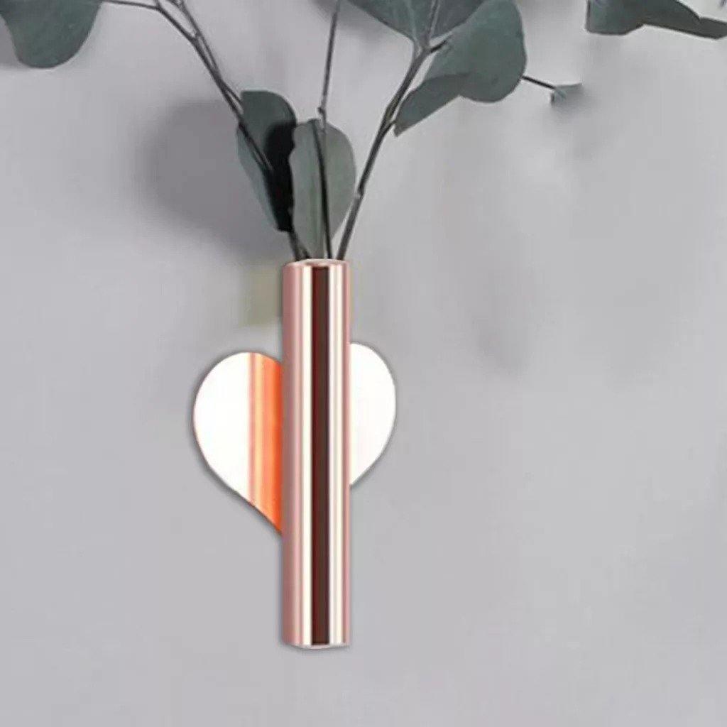 Sleek Metal Tube Vase Salmon Heart