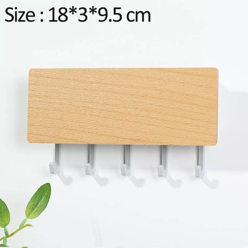 Wooden Key Hanger Wall Rack Tan Grey