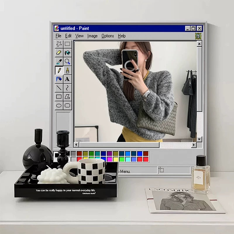 Gray Retro Nostalgia Wall Mirror