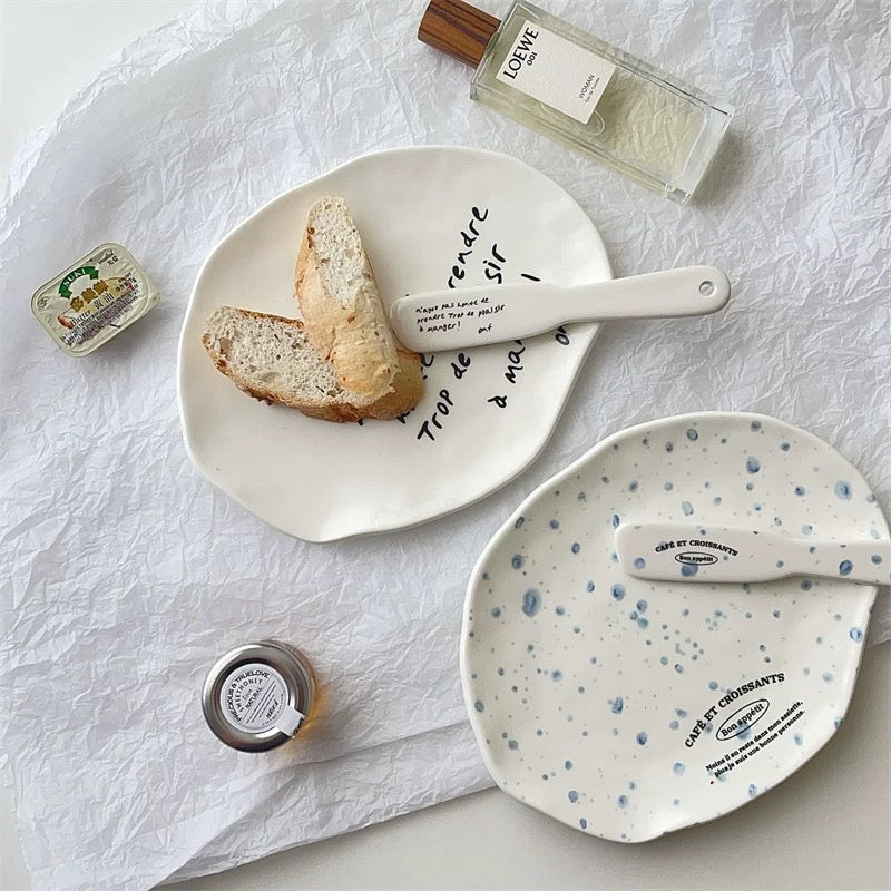 French Cafe Irregular Plate & Jam Spreader