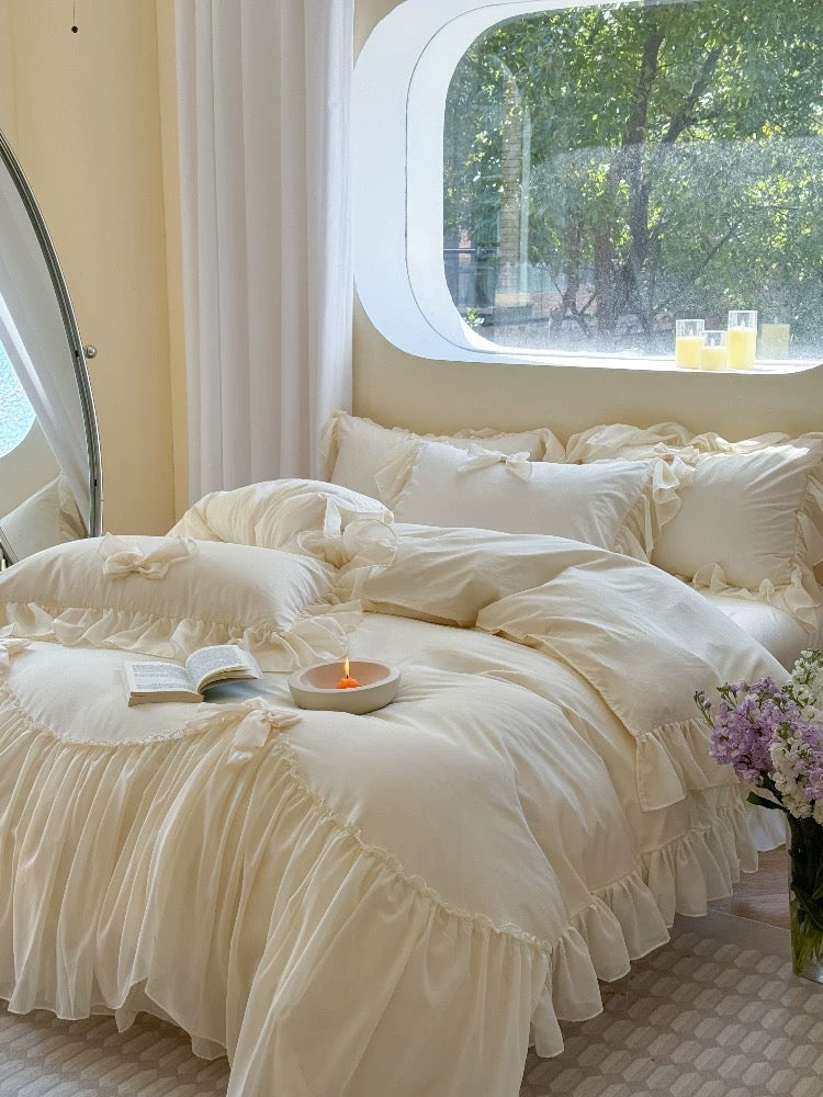 Cream Ruffle Princess Bedding Set