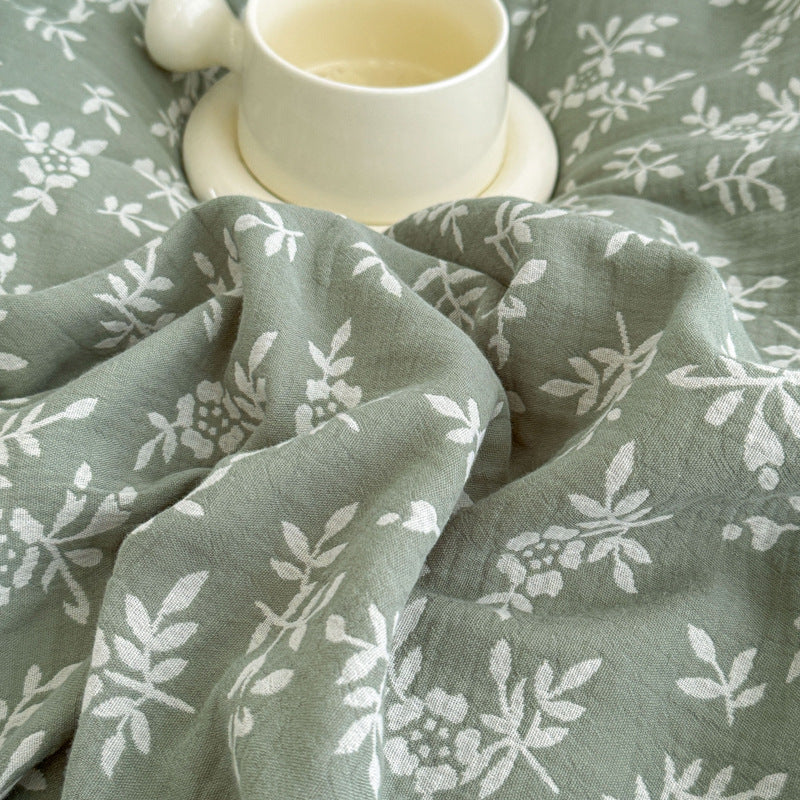 Jacquard Cotton Duvet Cover — Woven Leaf Pattern