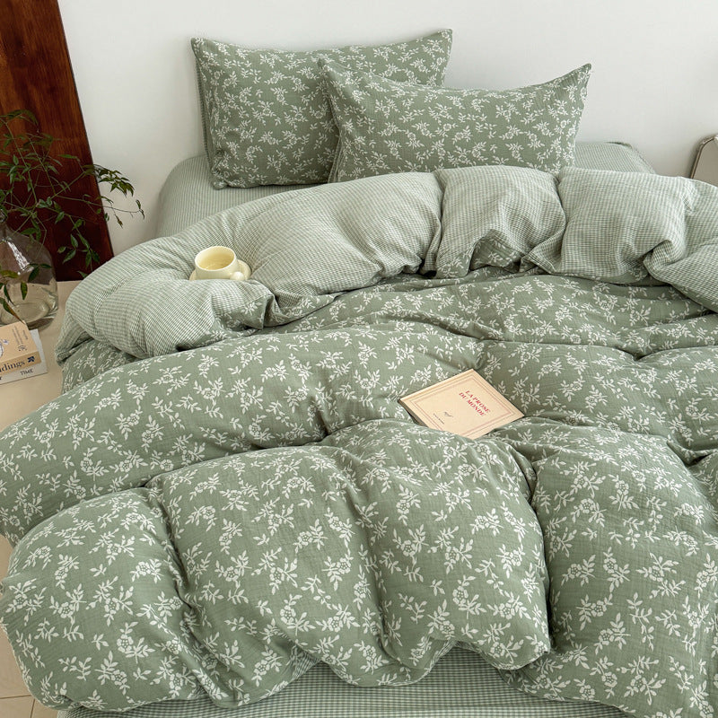 Jacquard Cotton Duvet Cover — Woven Leaf Pattern