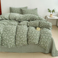 Jacquard Cotton Duvet Cover — Woven Leaf Pattern