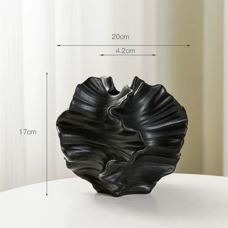 Minimalist Coral Ceramic Vase Black Large