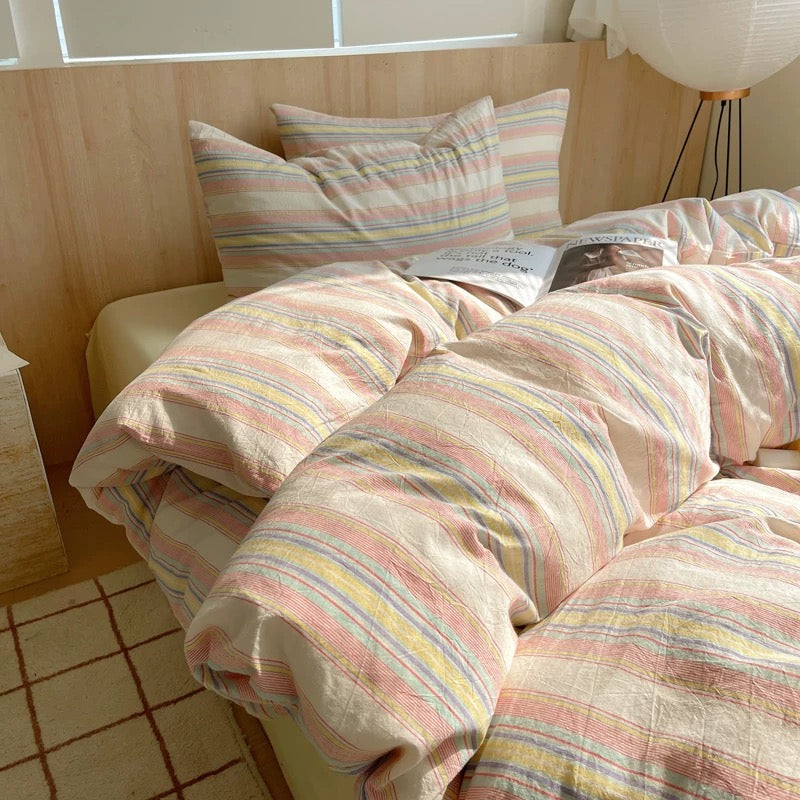 Aesthetic Retro Striped Duvet Cover Set