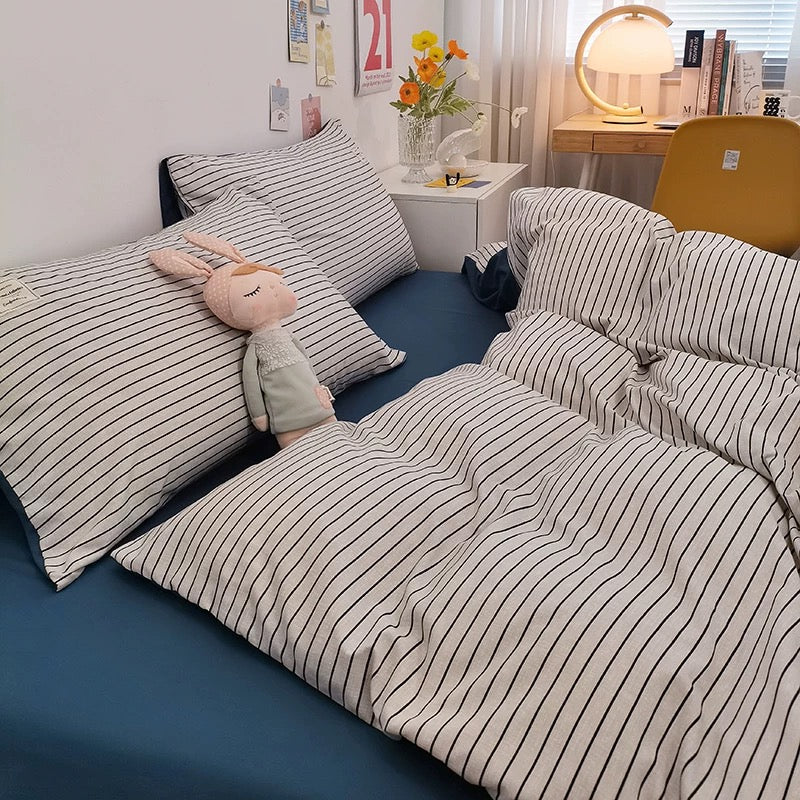 Gingham Plaid Duvet Cover Set Navy
