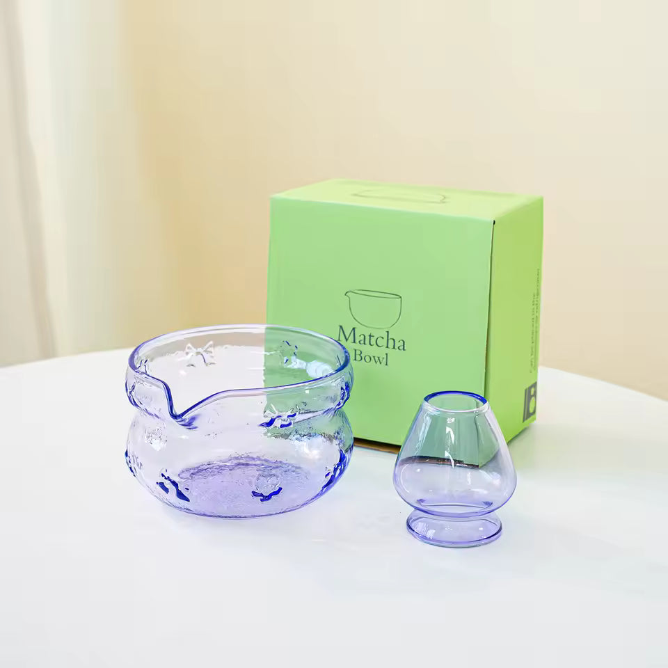 Pink & Purple Glass Matcha Set Purple 2 pcs