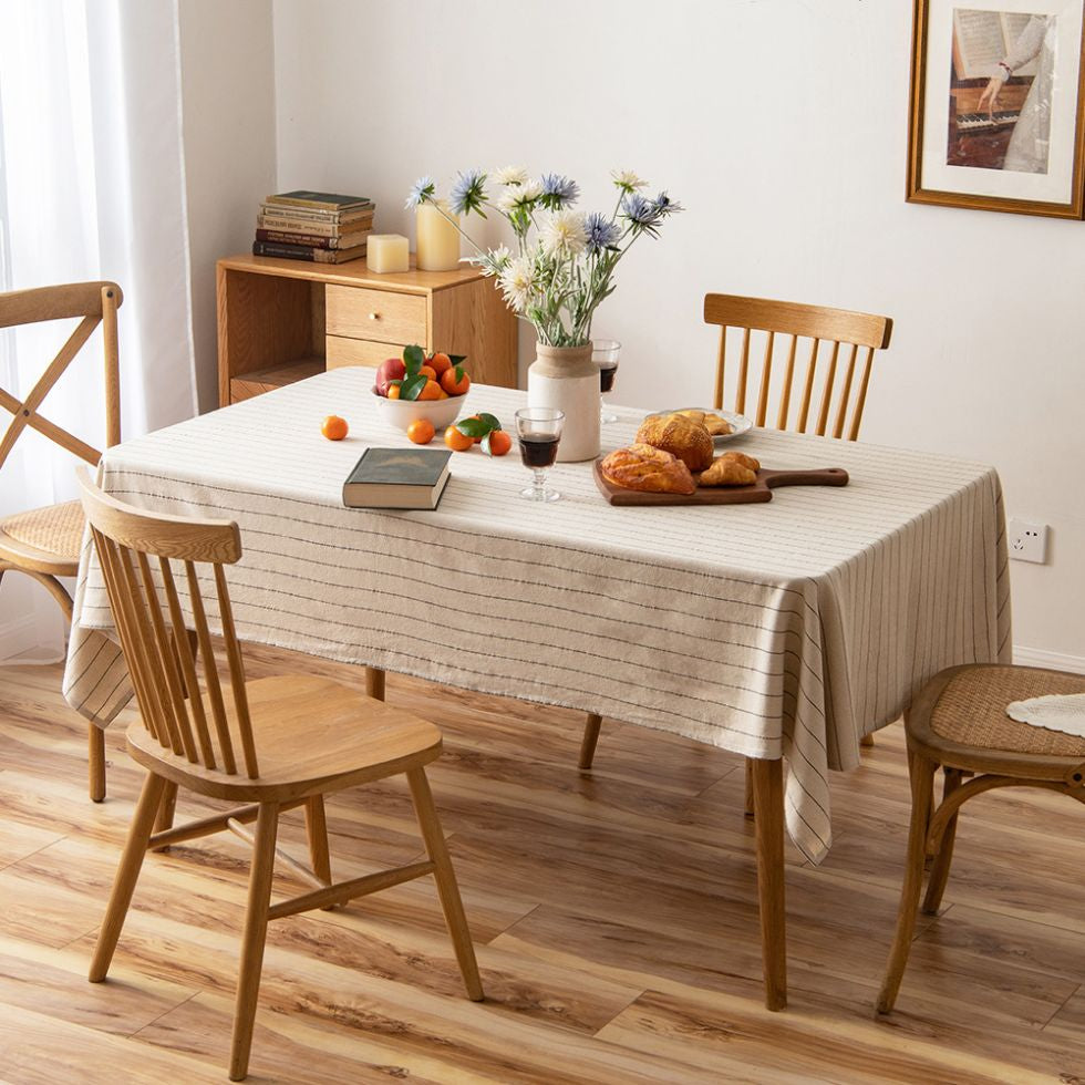 Nami Striped Cotton Linen Tablecloth Cover