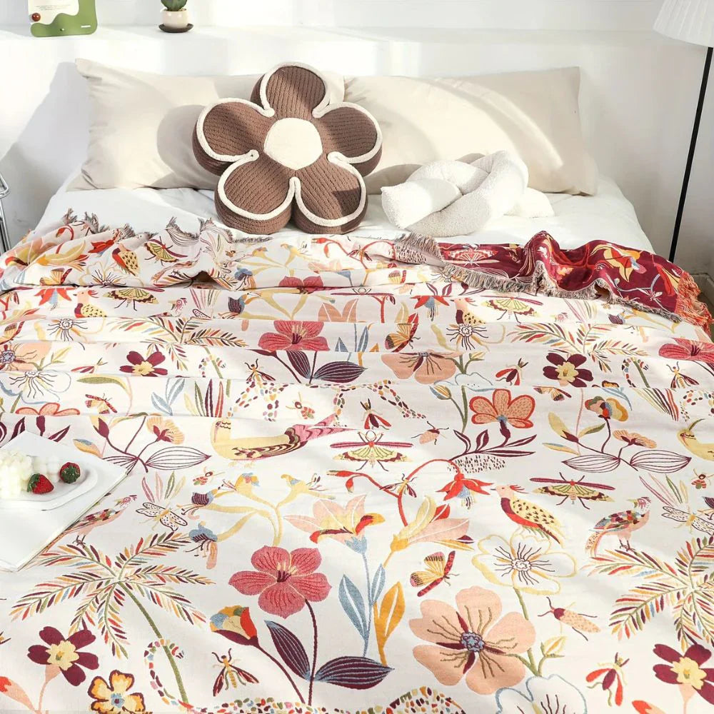 Jungle Tassel Cotton Couch Cover Blanket