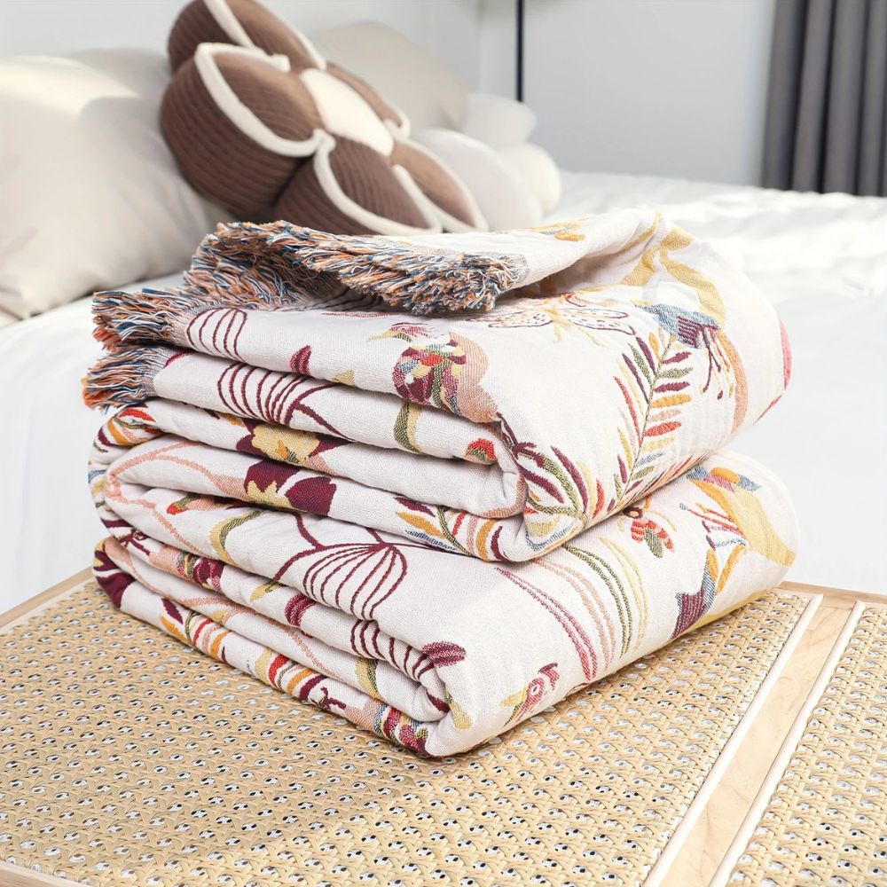 Jungle Tassel Cotton Couch Cover Blanket
