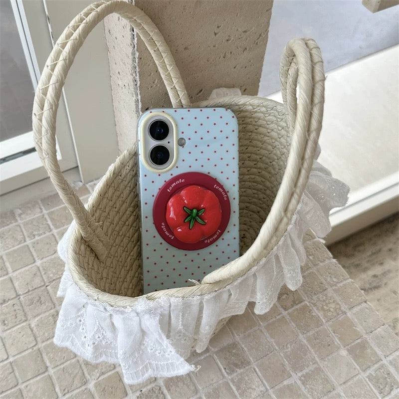 Blue Polka Dot Tomato iPhone Case