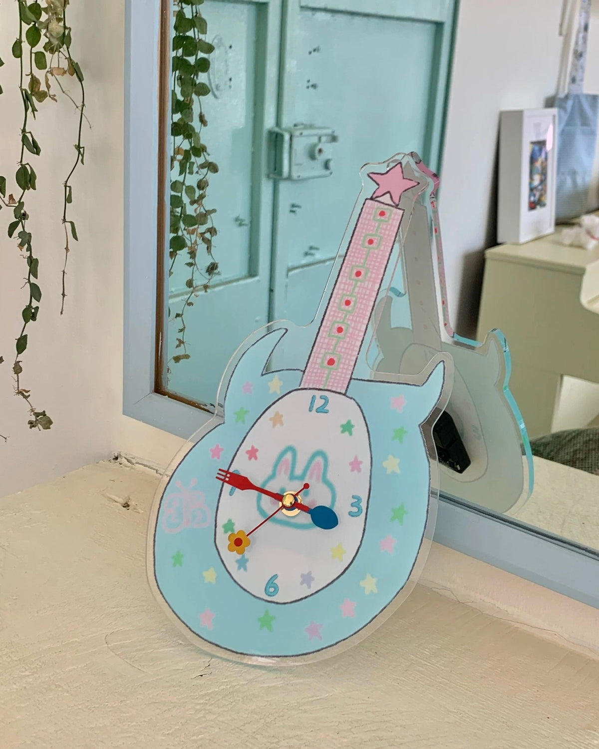Pastel Guitar Wall Clock