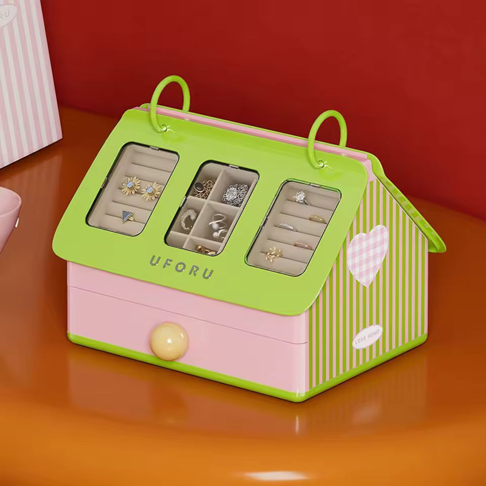 House-Shaped Jewelry Organizer Pink-Green