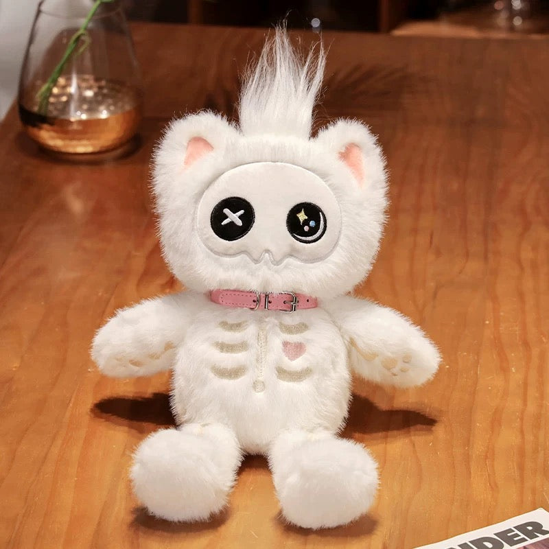 Kawaii Skeleton Cat Plush Toy White