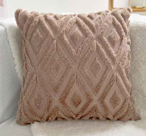 3D Diamond Pattern Cushion Cover Taupe