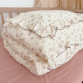 Violet Floral Ruffle Duvet Cover Set – Cotton Muslin