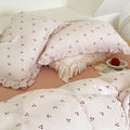 Cherry print duvet cover set - Teen ruffle bedding