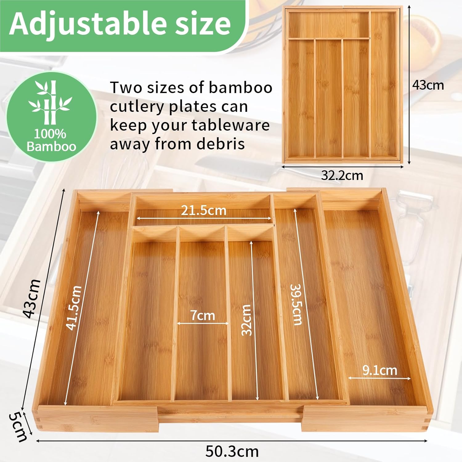 Takumi Bamboo Flatware Drawer Organizer