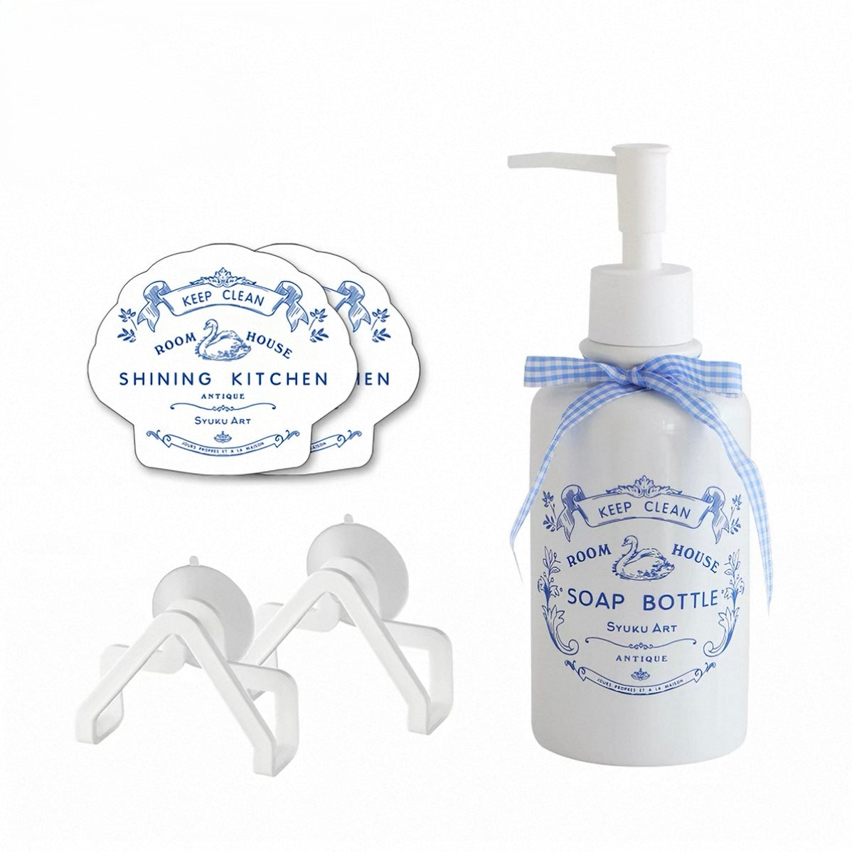 Retro Blue and White Soap Dispenser