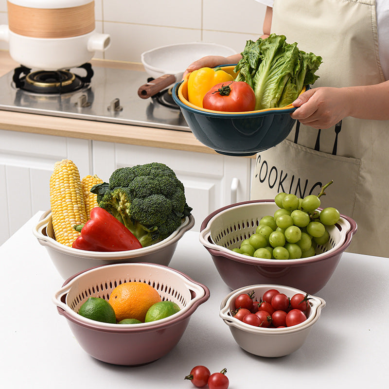 Double-Layer Colander Bowl 8-Piece Set