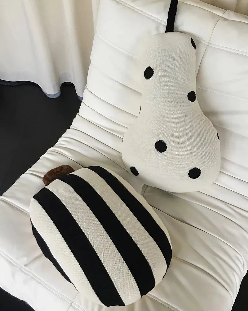 Pear and Pumpkin Knit Throw Pillow