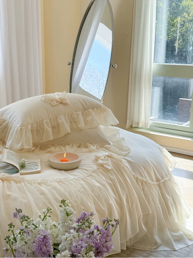 Cream Ruffle Princess Bedding Set
