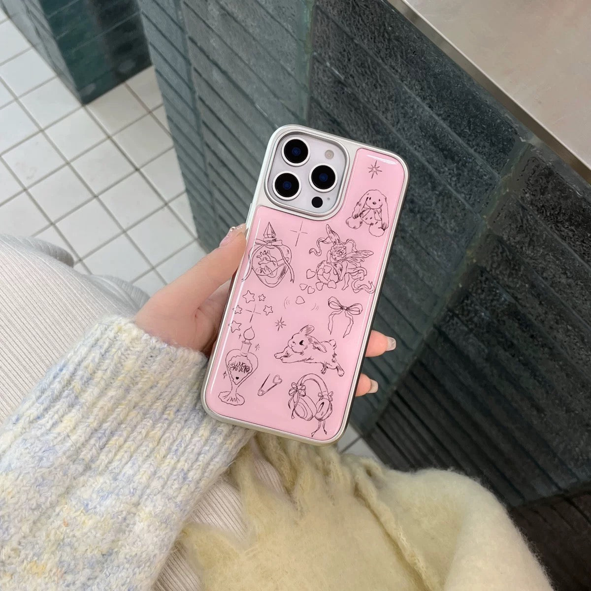 Pink Angel Bunny iPhone Case