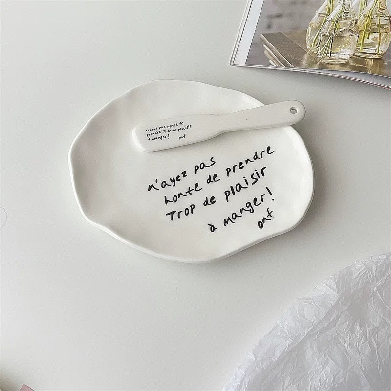 French Cafe Irregular Plate & Jam Spreader