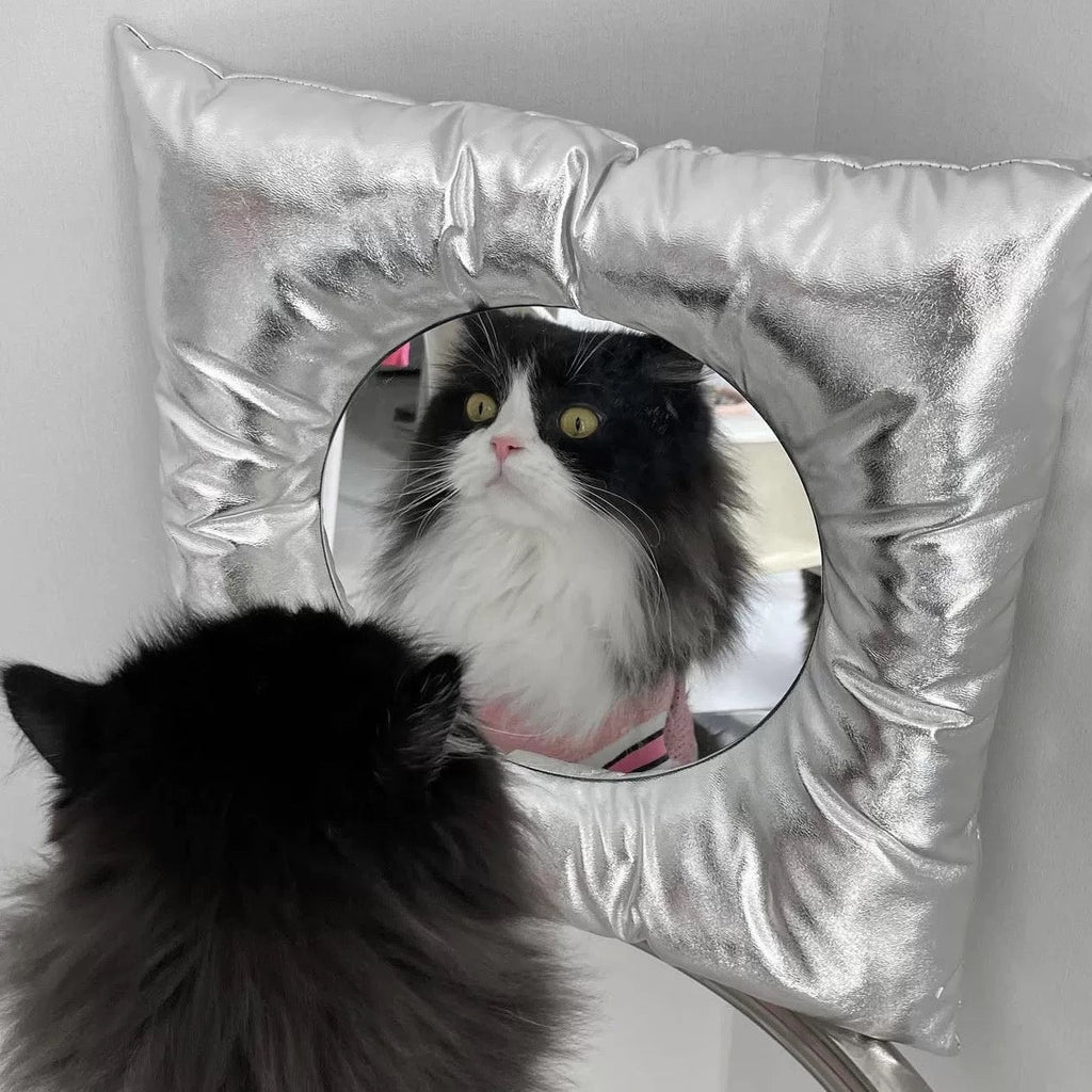 Soft Girl Aesthetic Silver Pillow Mirror