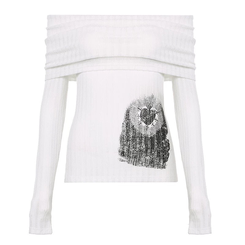 Y2K Off Shoulder Top White