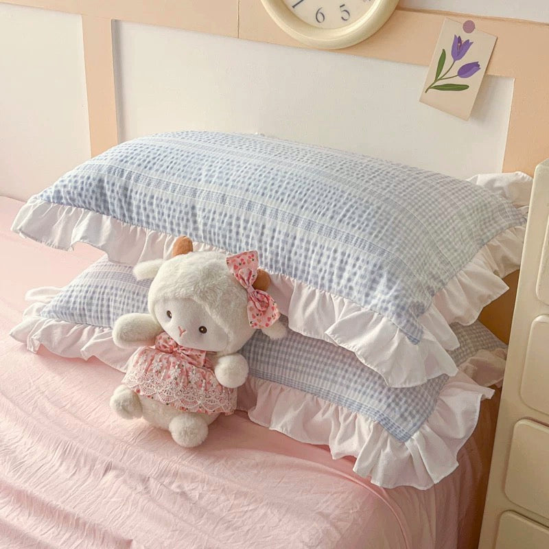 Pink & Blue Ruffle Princess Bedding Set