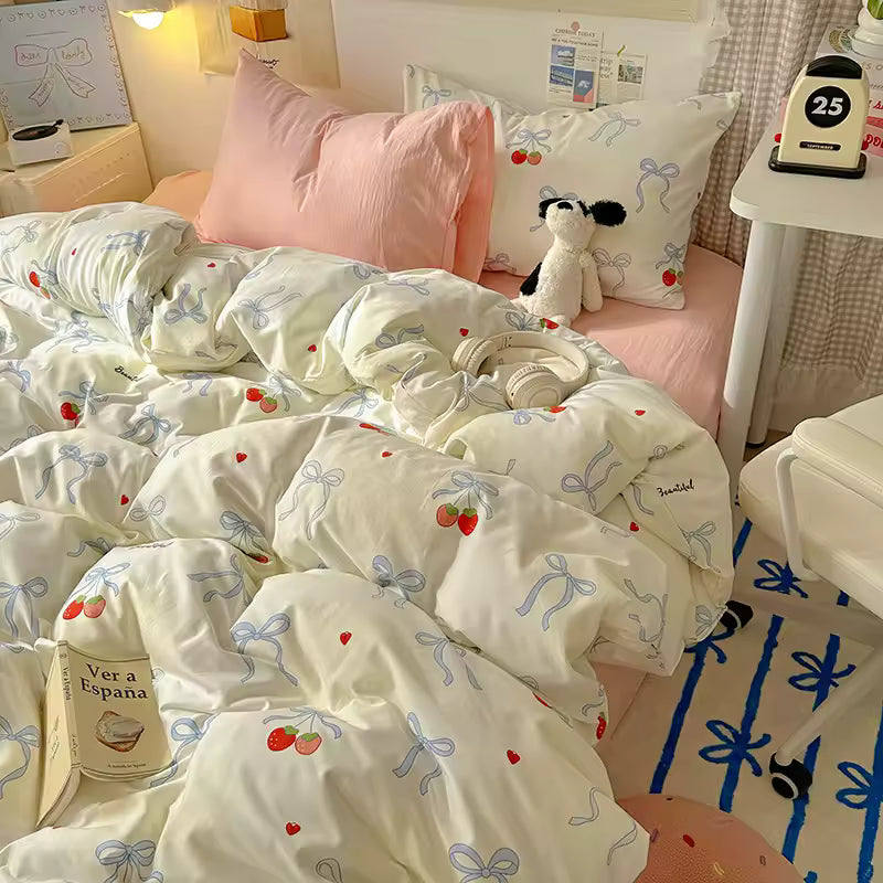 Coquette Strawberry Bow Bedding Set