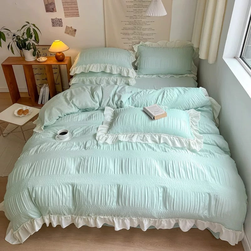 Chic Girl Lace Duvet Cover Set Blue