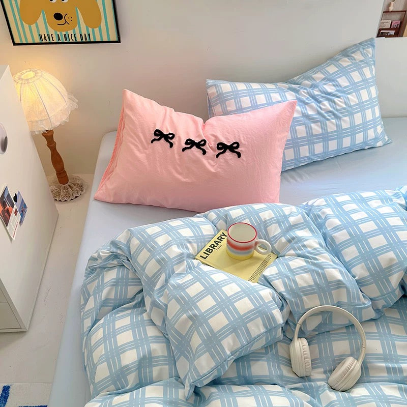 Black Striped Cotton Bedding Set