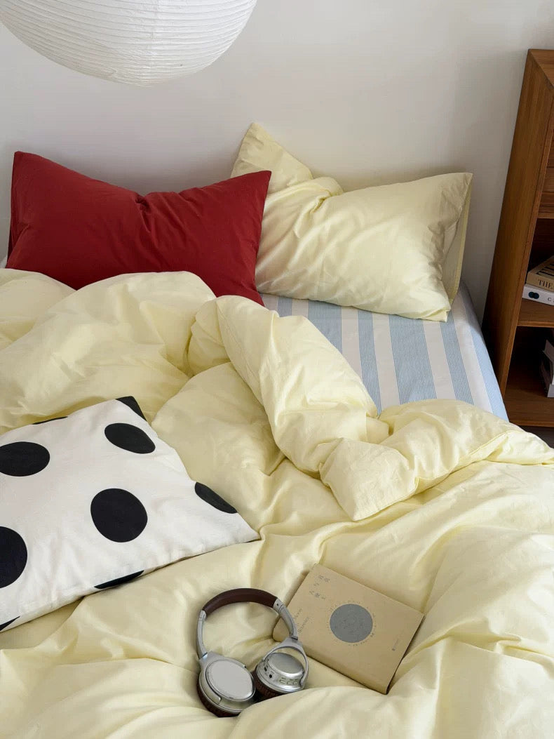 Butter Yellow Cotton Duvet Cover Set