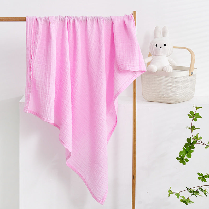Solid-Color Cotton Muslin Baby Swaddle Blanket – 43" x 51" Pink