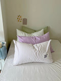 Pastel Striped Embroidered Pillowcase