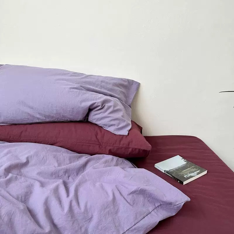 White Striped and Lavender Pillowcase