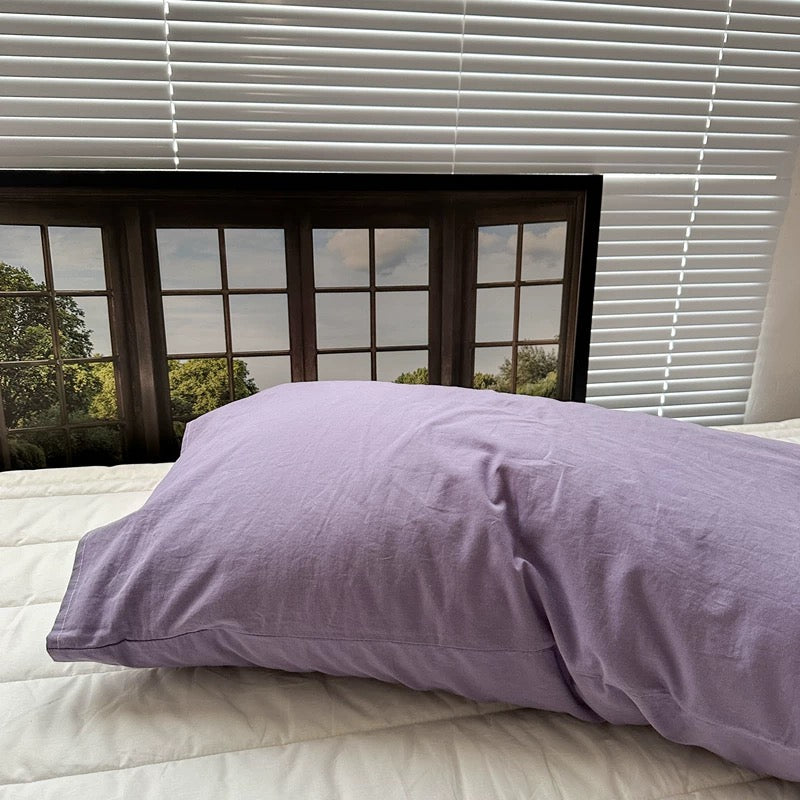 White Striped and Lavender Pillowcase