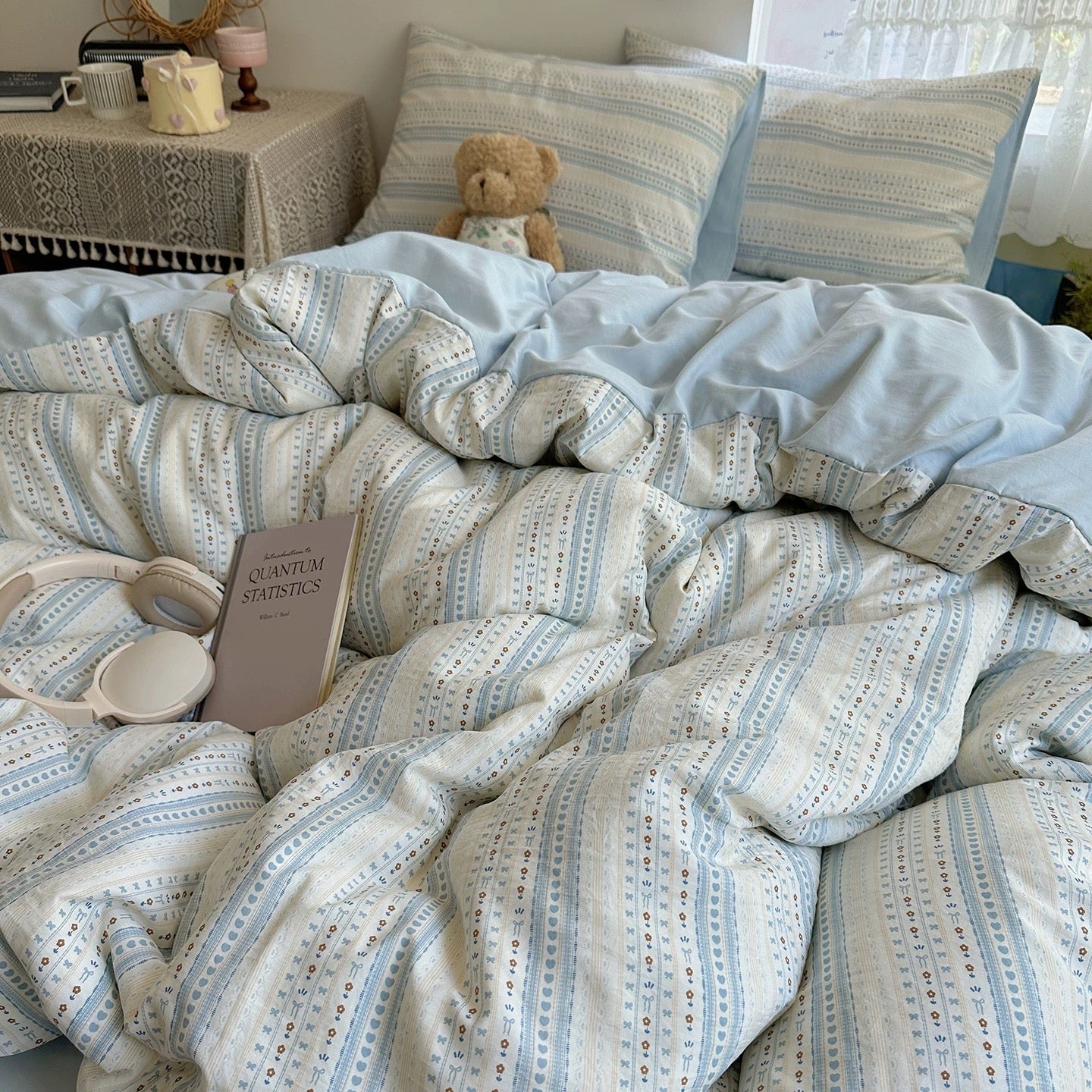 Cottagecore Floral Striped Bedding Set