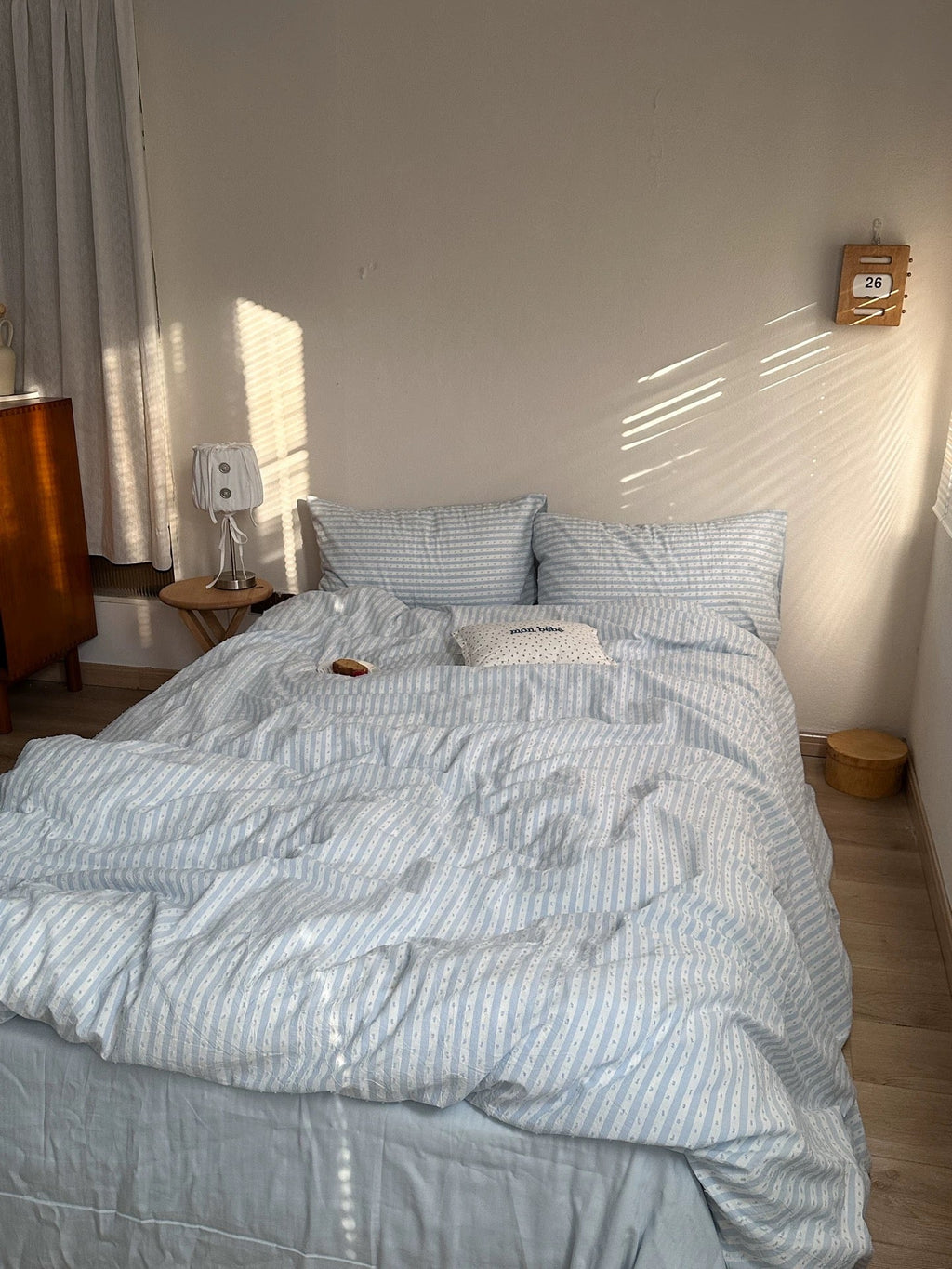 Blue Textured Stripe Duvet Cover Set