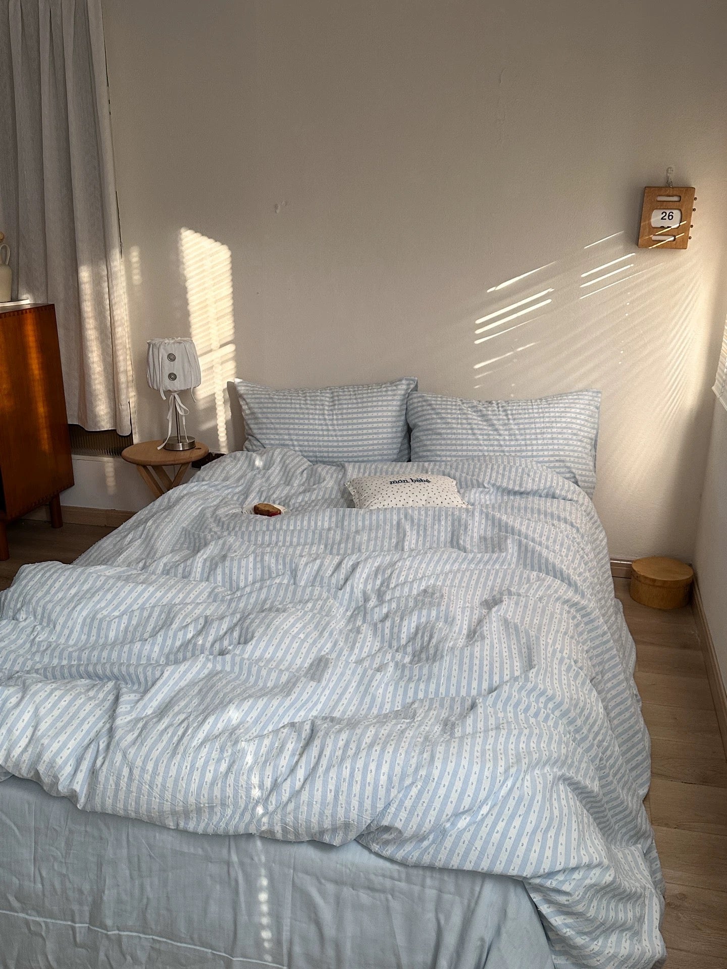 Blue Textured Stripe Duvet Cover Set