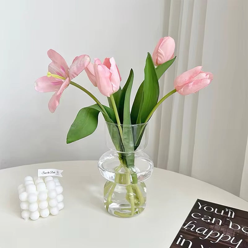 Pink Glass Vase Clear