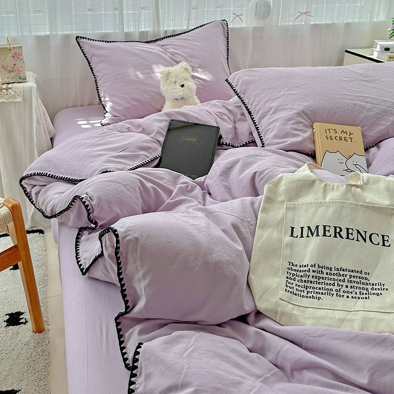 Cool Blue Stitched Edge Bedding Set
