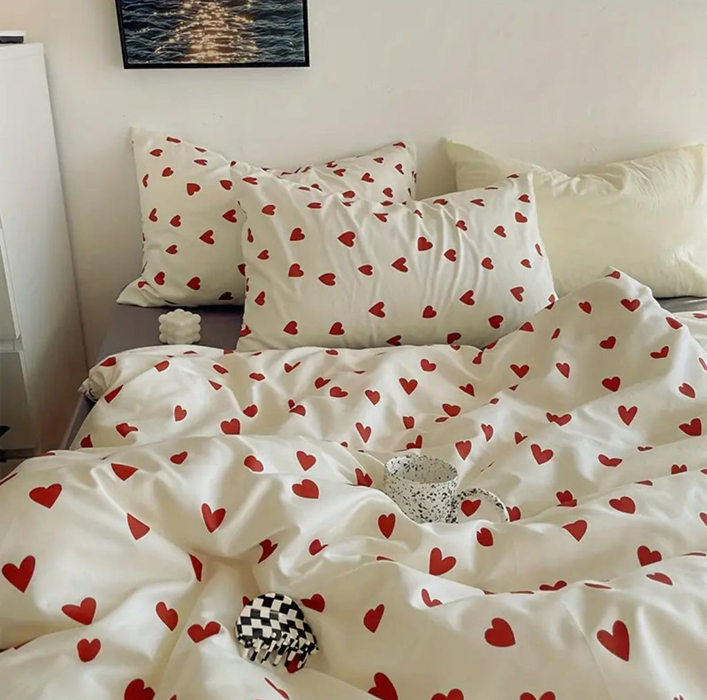 Heart Print Duvet Cover Set