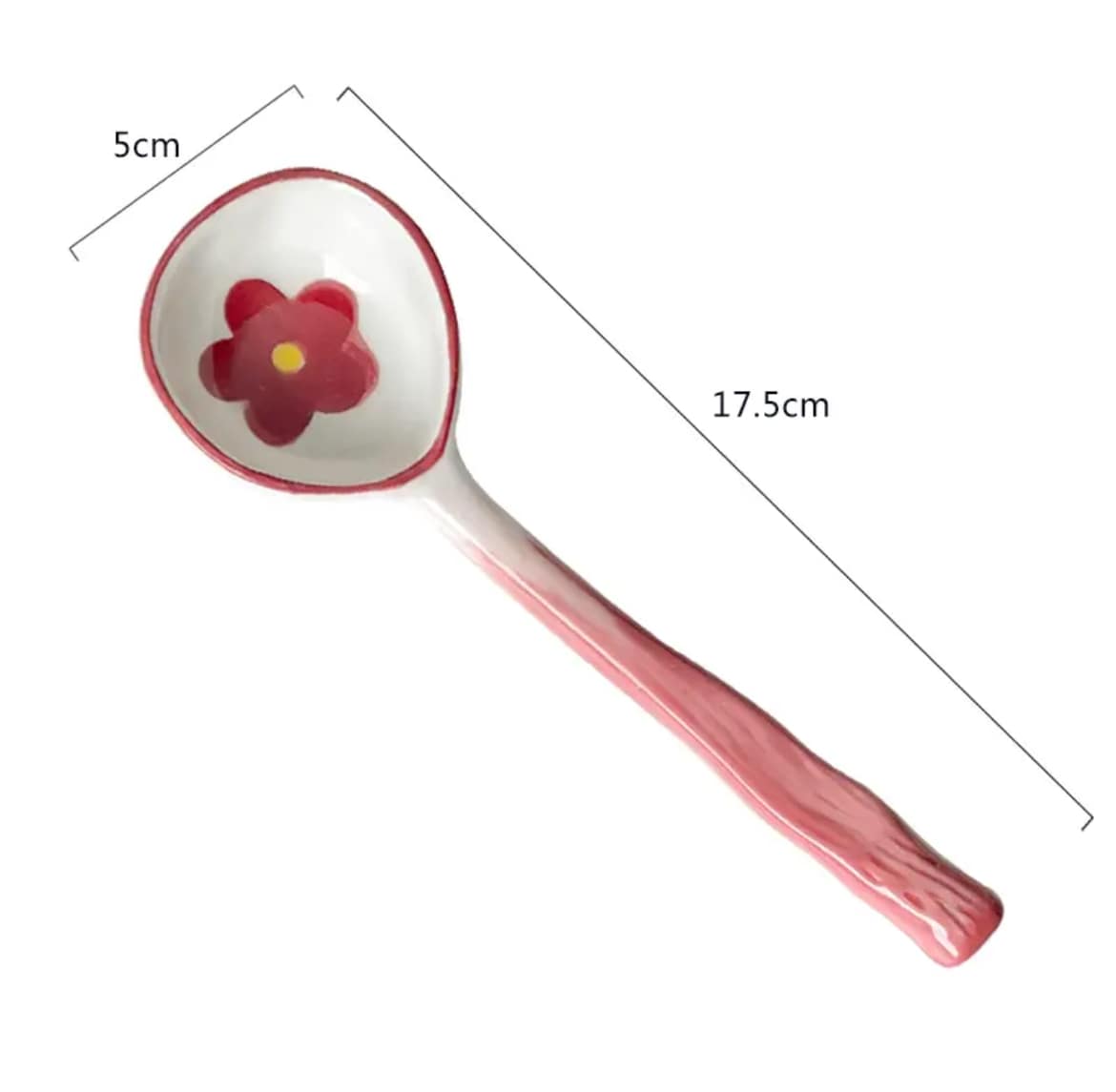 Ceramic Flower Spoon White Red
