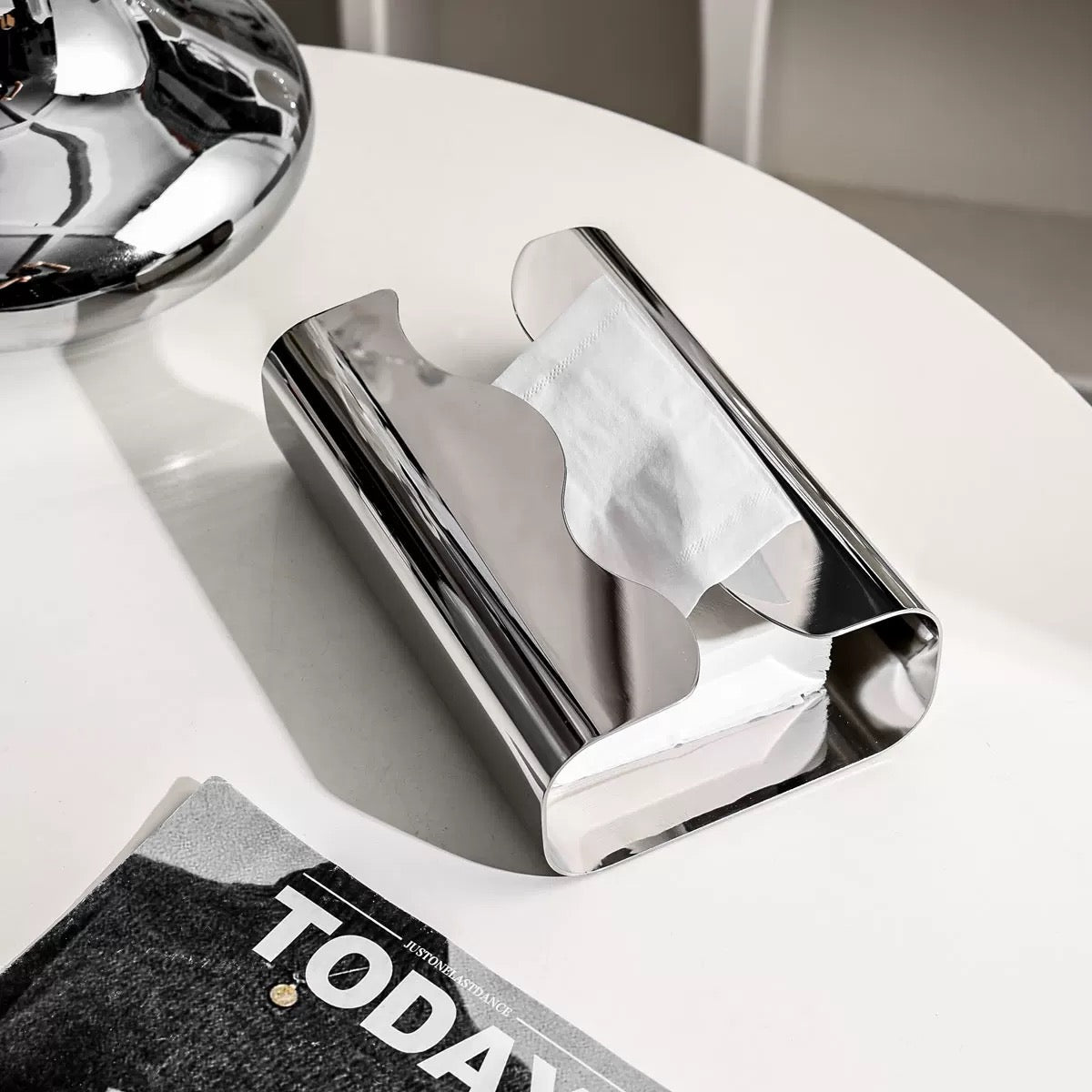 Minimalist Chrome Tissue Box
