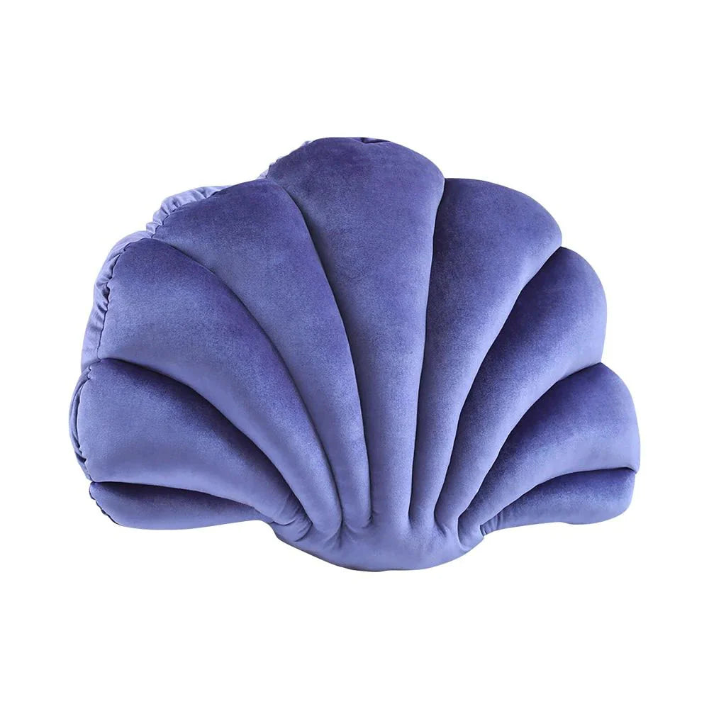Sea Shell Velvet Throw Pillow Slate Blue