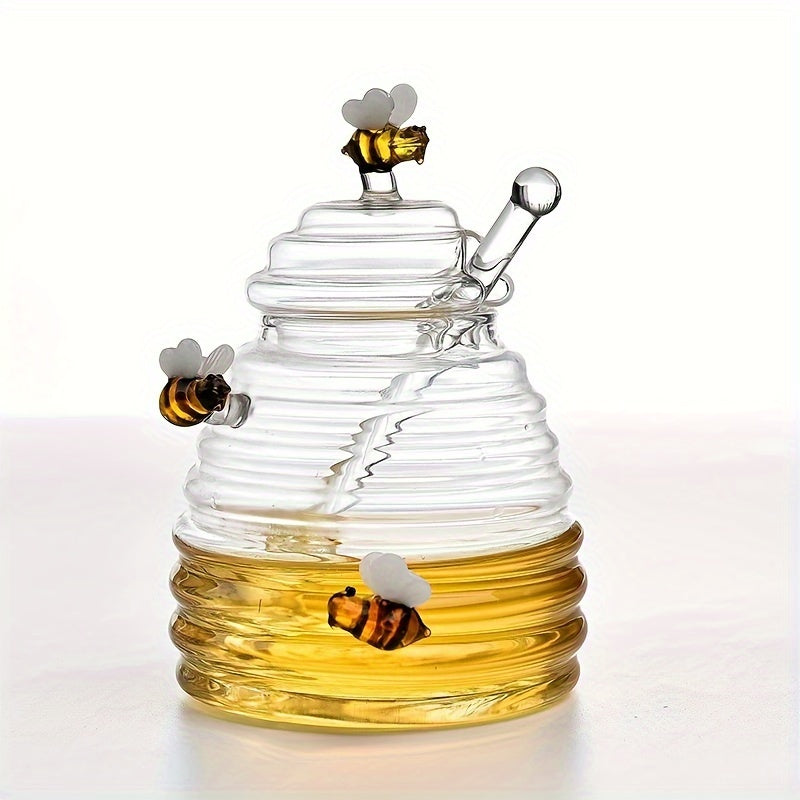 Beehive Honey Glass Jar with Spoon